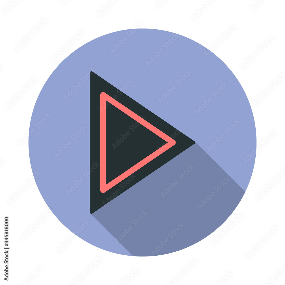 Aufkleber arrow play long shadow icon. simple color vector of web icons for ui and ux, website or mobile appli