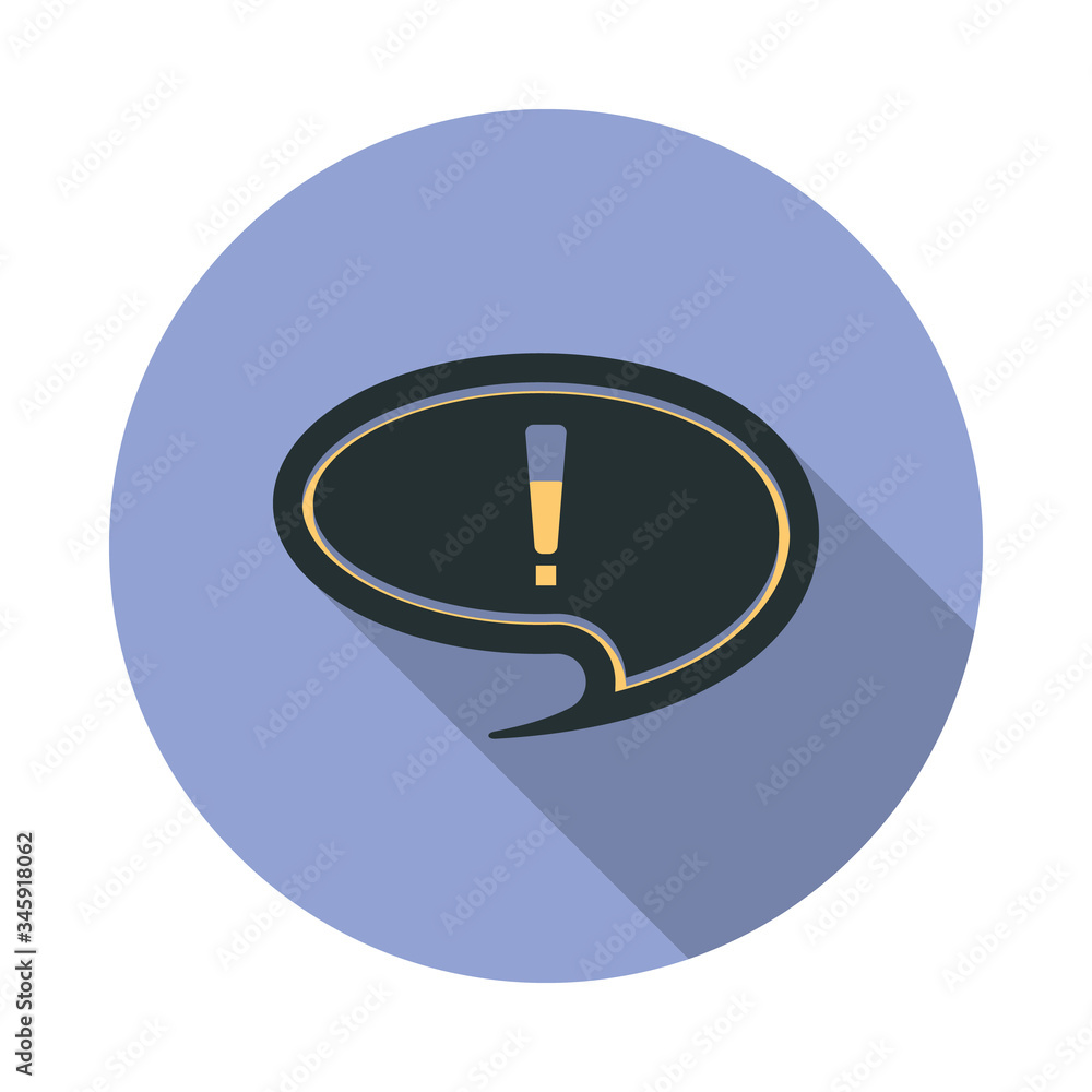 Aufkleber express an exclamation long shadow icon. simple color vector of web icons for ui and ux, website or 