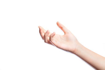 Woman hands showing different gestures. Isolated on white background With Clipping path.