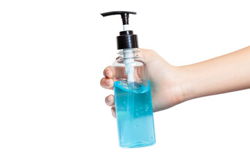 soft focus of clean hand alcohol gel sanitizer pump in home for hygiene protect weak ill chemotherapy, aids, kids patient from flu, germ, virus infection and bacteria .