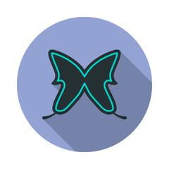 butterfly long shadow icon. Simple color vector of web icons for ui and ux, website or mobile application