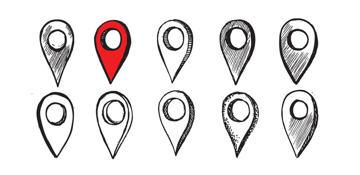 Map pointer vector hand drawn illustration	
