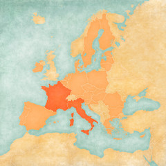 Map of European Union - France and Italy