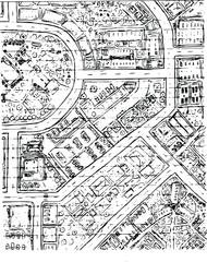 drawn city overview map roofs roads block paper illustration complex vector doodle sketch pencil  