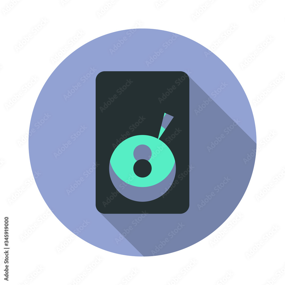 Aufkleber record player long shadow icon. simple color vector of web icons for ui and ux, website or mobile ap