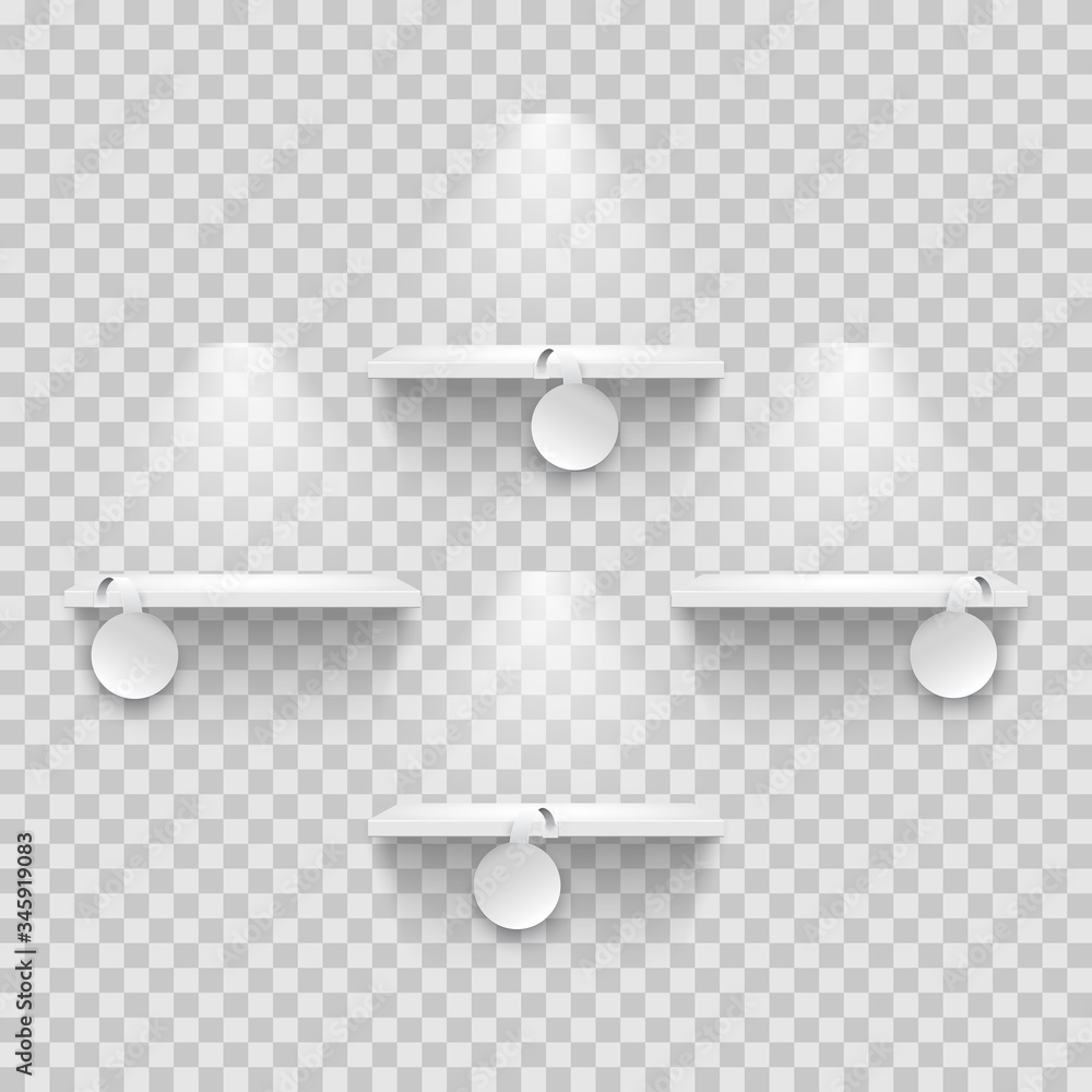 Poster vector realistic empty shelves and empty wobblers