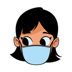 head girl using face mask for covid19