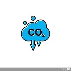 co2, carbon dioxide emissions icon on white background.vector illustration