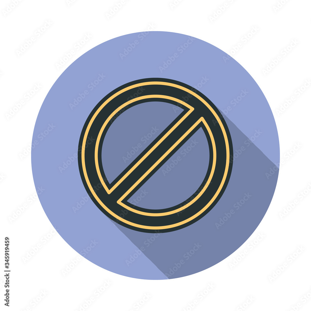 Aufkleber prohibition long shadow icon. simple color vector of web icons for ui and ux, website or mobile appl