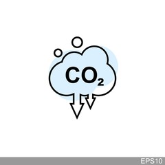 co2, carbon dioxide emissions icon on white background.vector illustration