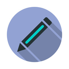 a pen long shadow icon. Simple color vector of web icons for ui and ux, website or mobile application