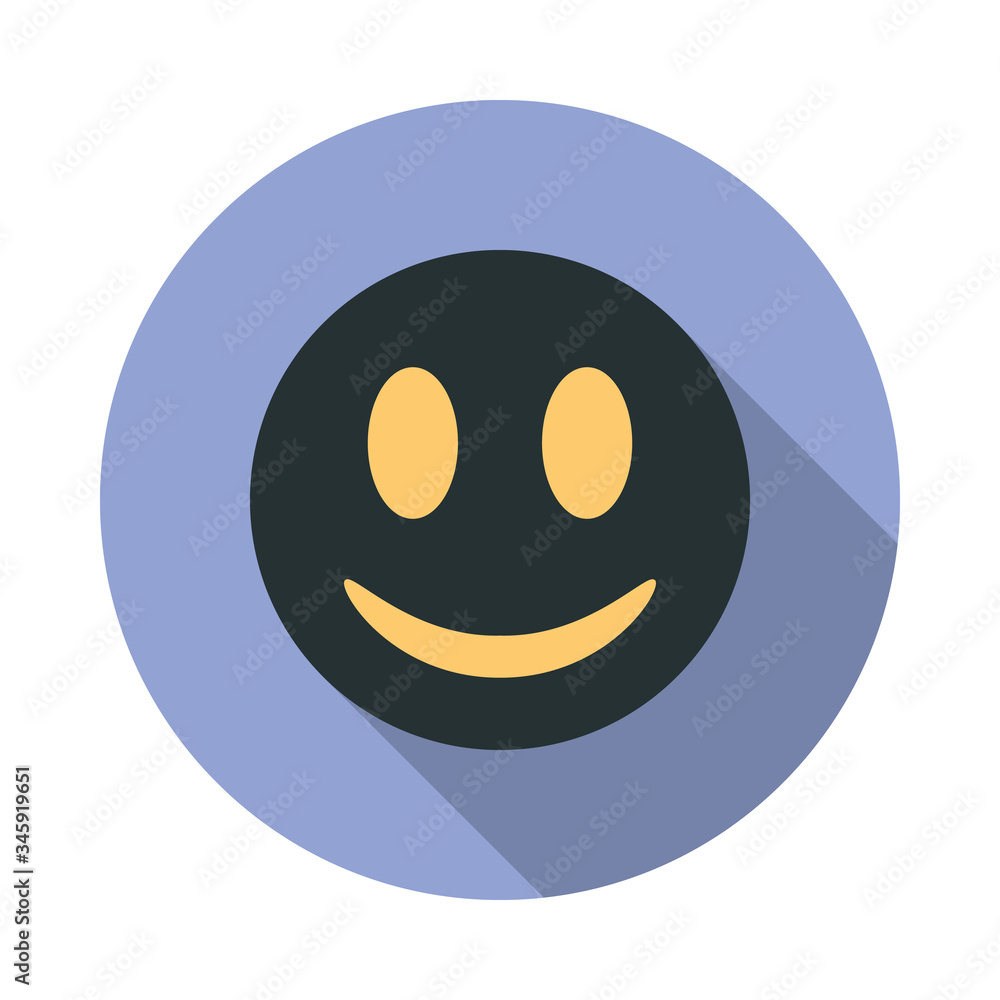 Aufkleber smiley long shadow icon. simple color vector of web icons for ui and ux, website or mobile applicati