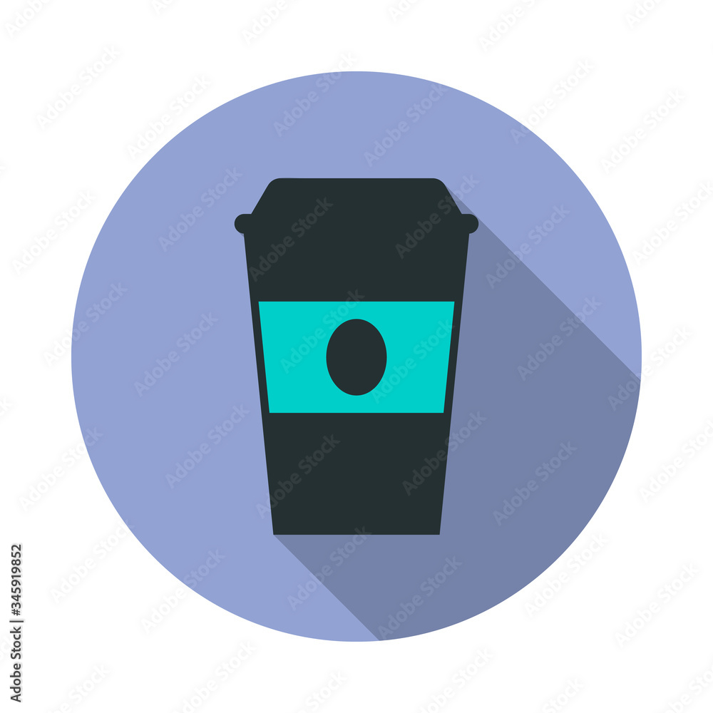Poster a cup of coffee long shadow icon. simple color vector of web icons for ui and ux, website or mobile 