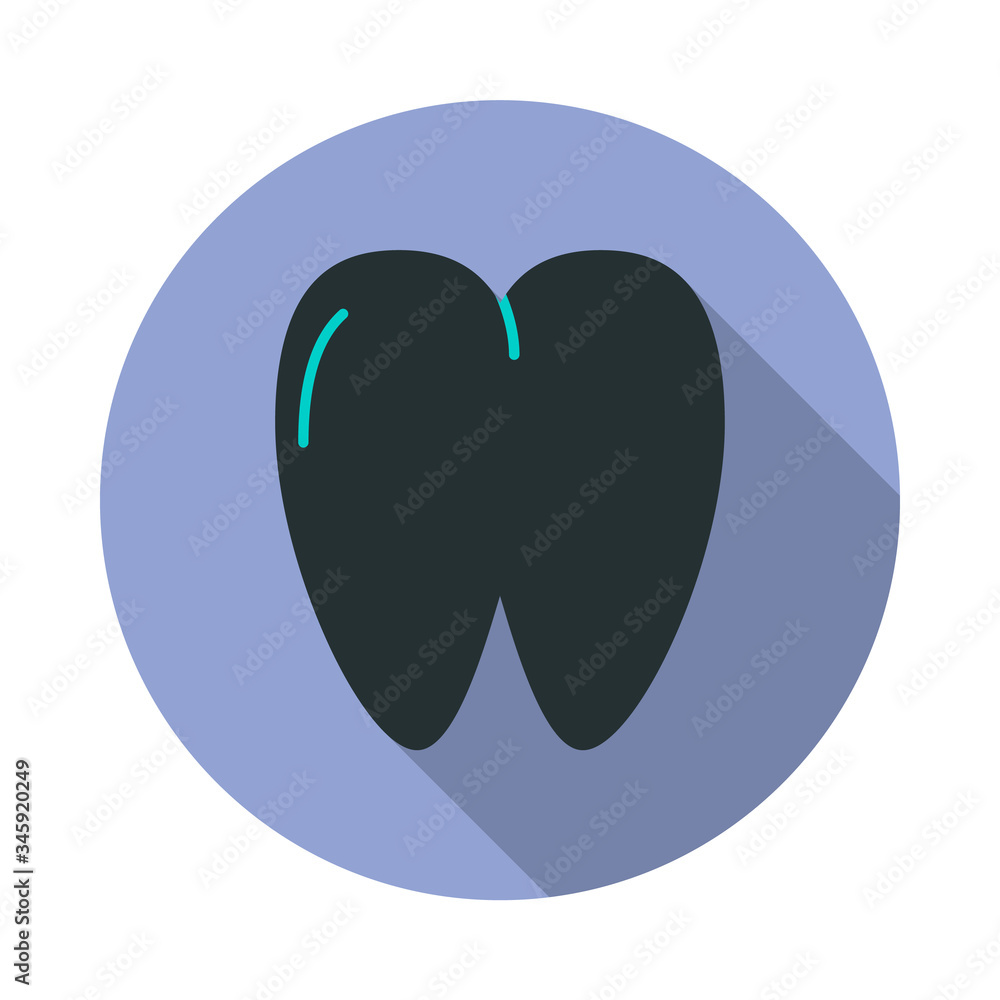 Poster tooth long shadow icon. simple color vector of web icons for ui and ux, website or mobile applicatio