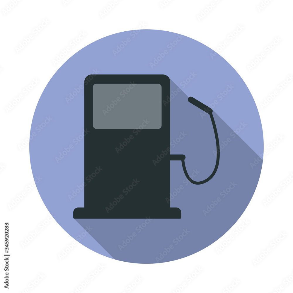 Aufkleber petrol filling machine long shadow icon. simple color vector of web icons for ui and ux, website or 