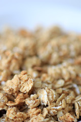 Granola with detailed texture and selective focus