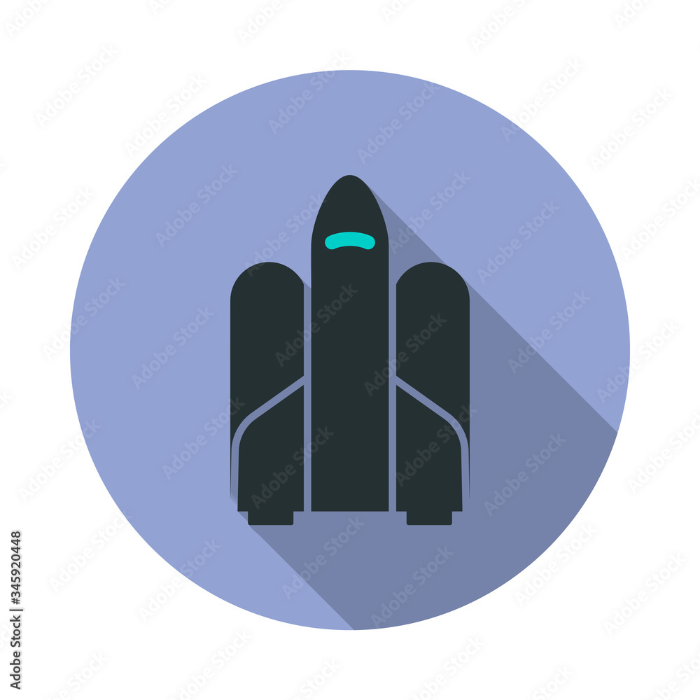 Aufkleber rocket with shuttle long shadow icon. simple color vector of web icons for ui and ux, website or mob
