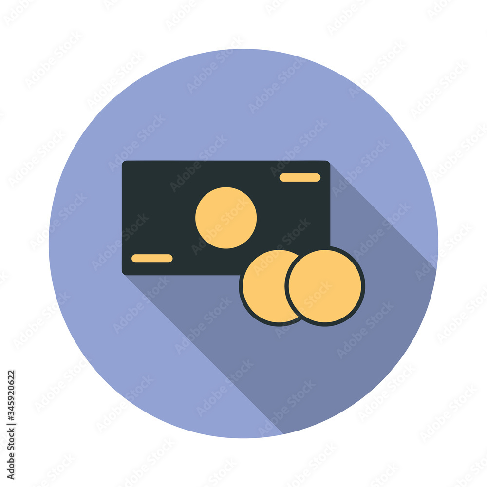 Poster credit card long shadow icon. simple color vector of web icons for ui and ux, website or mobile appl
