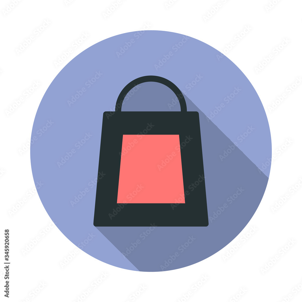 Poster store bag long shadow icon. simple color vector of web icons for ui and ux, website or mobile applic