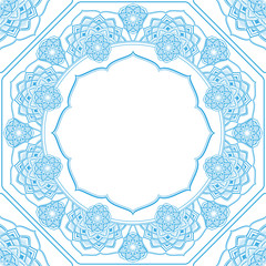 Vector seamless decorative background with subtle oriental pattern. Pattern with mandalas. Ornament with a stylized sun.