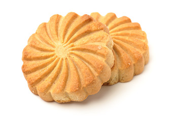 Cookies made of whole grain cereals on a white background