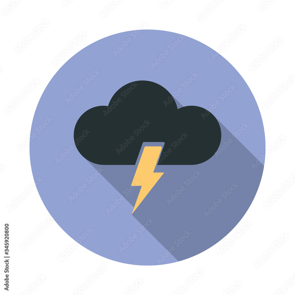 Aufkleber storm cloud long shadow icon. simple color vector of web icons for ui and ux, website or mobile appl