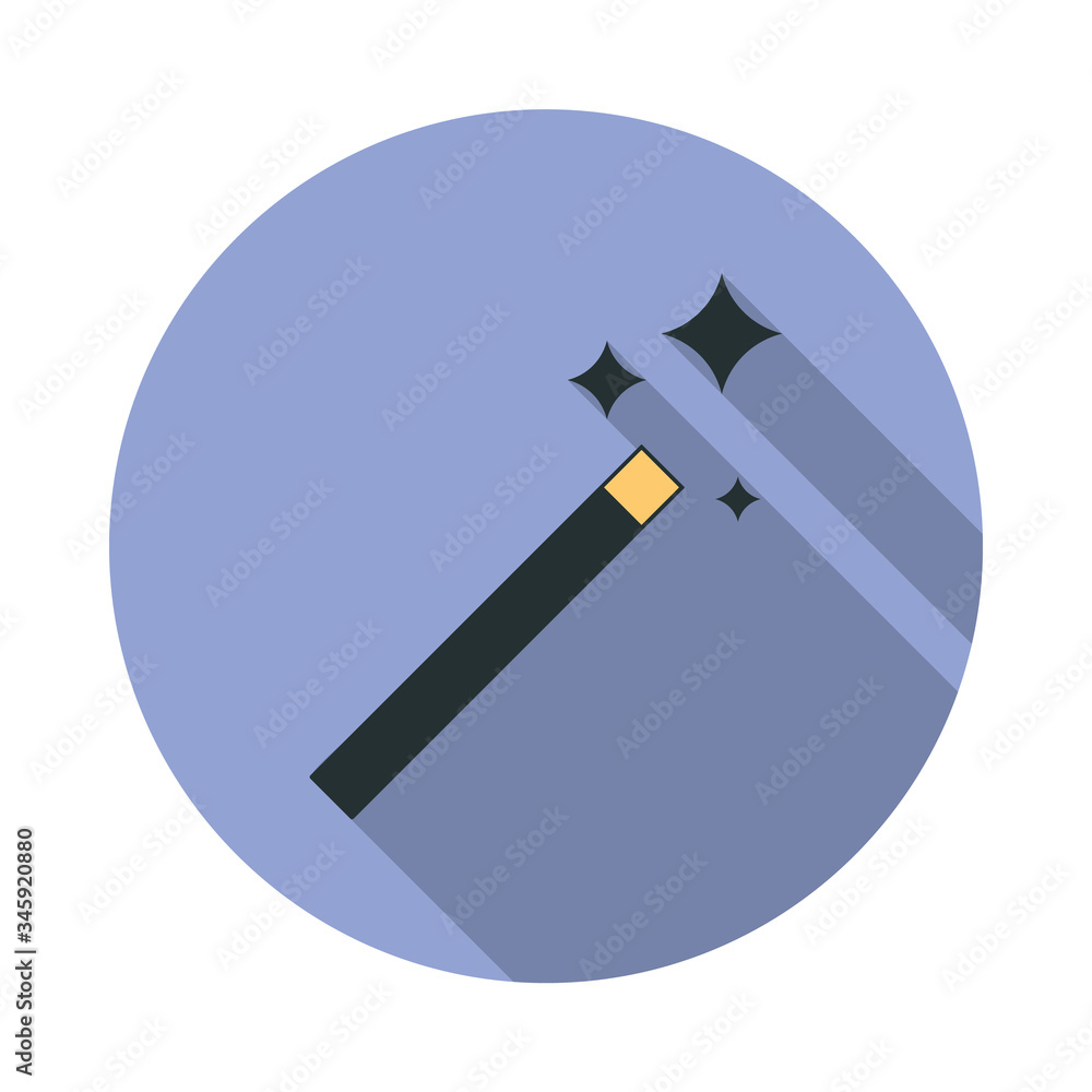 Poster magic wand long shadow icon. simple color vector of web icons for ui and ux, website or mobile appli