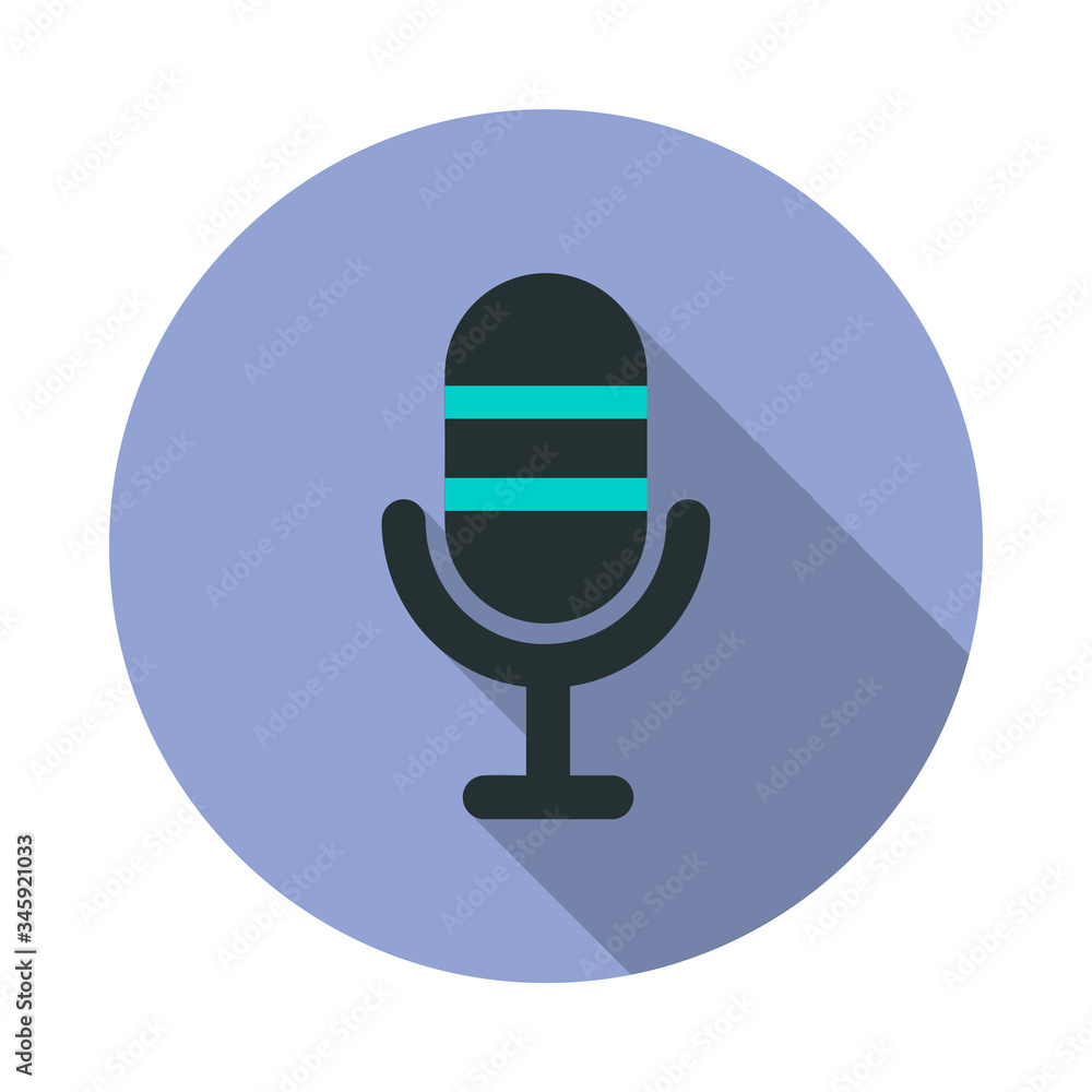 Aufkleber microphone long shadow icon. simple color vector of web icons for ui and ux, website or mobile appli