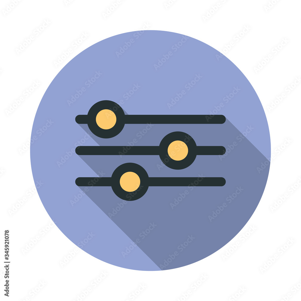 Aufkleber audio mixer long shadow icon. simple color vector of web icons for ui and ux, website or mobile appl