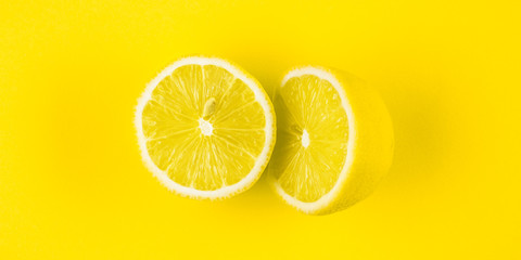 Minimal Photo Yellow Lemon on Yellow Background