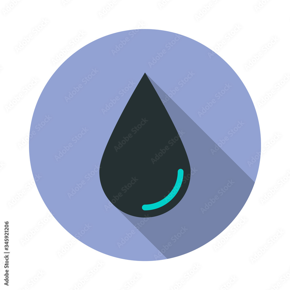 Aufkleber a drop long shadow icon. simple color vector of web icons for ui and ux, website or mobile applicati