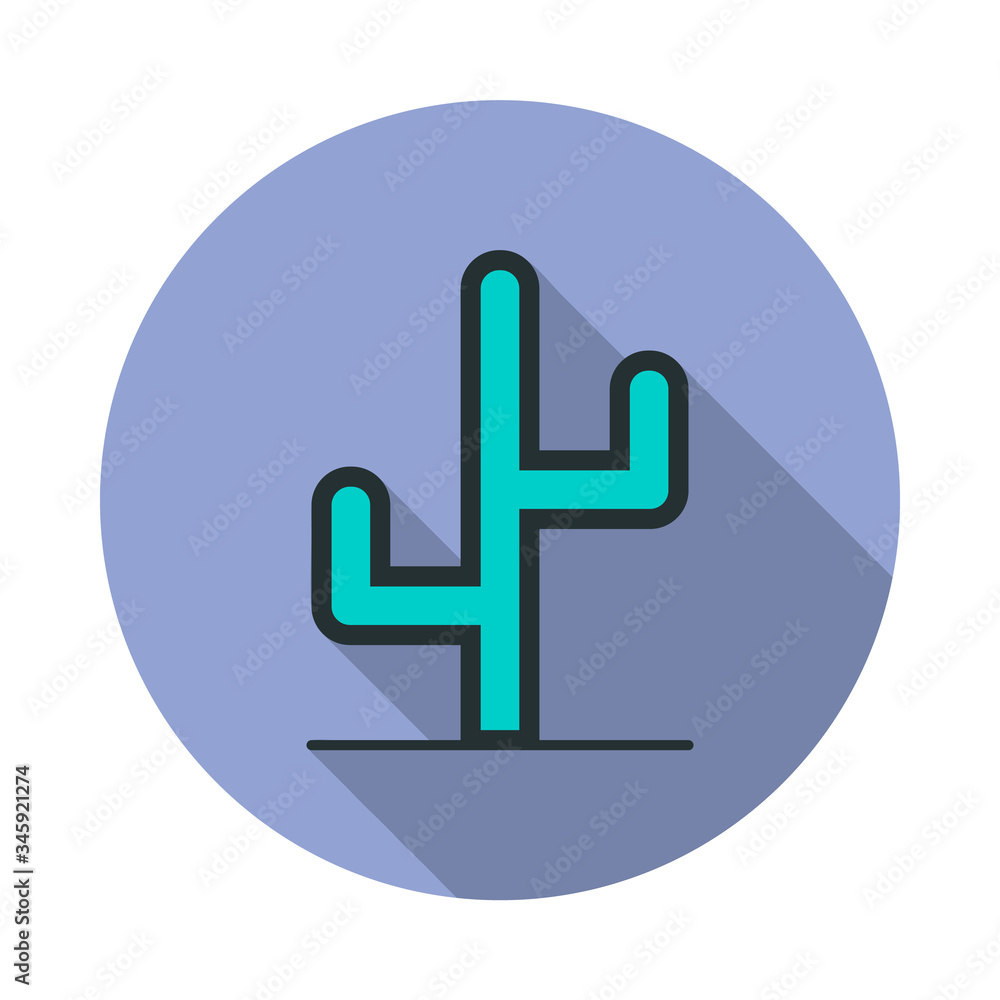 Aufkleber cactus long shadow icon. simple color vector of web icons for ui and ux, website or mobile applicati
