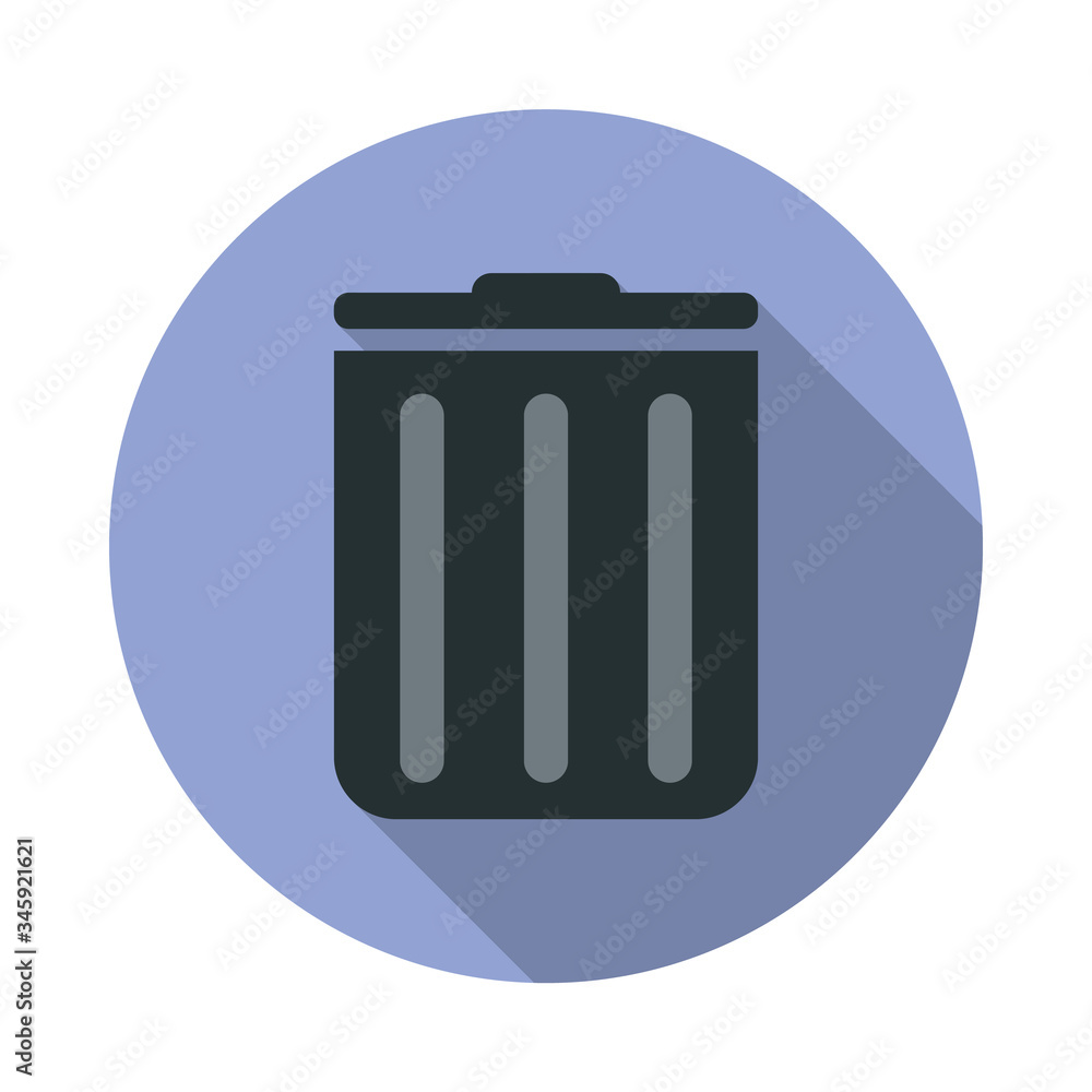 Aufkleber trash box long shadow icon. simple color vector of web icons for ui and ux, website or mobile applic