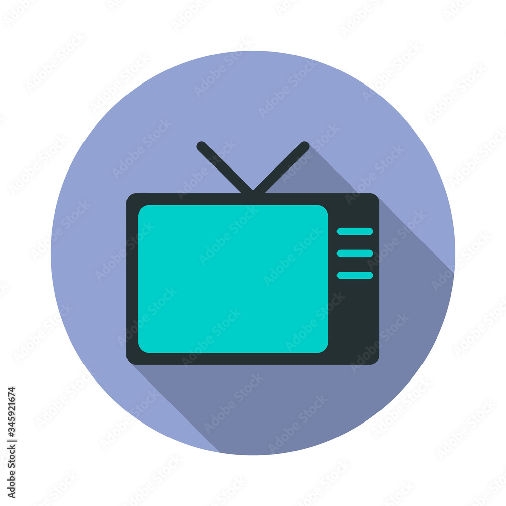 Aufkleber old tv long shadow icon. simple color vector of web icons for ui and ux, website or mobile applicati