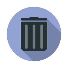 trash box long shadow icon. Simple color vector of web icons for ui and ux, website or mobile application