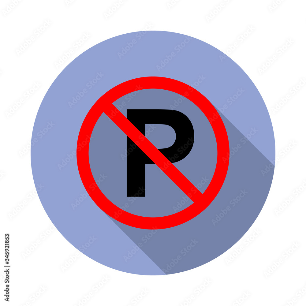 Poster prohibited parking long shadow icon. simple color vector of ban icons for ui and ux, website or mobi