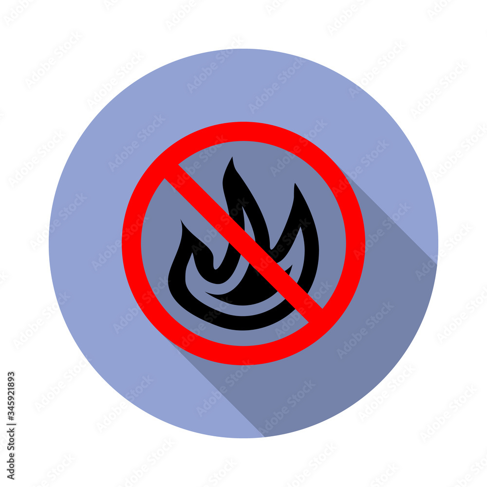 Poster forbidden make fire long shadow icon. simple color vector of ban icons for ui and ux, website or mob