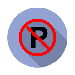 prohibited parking long shadow icon. Simple color vector of ban icons for ui and ux, website or mobile application