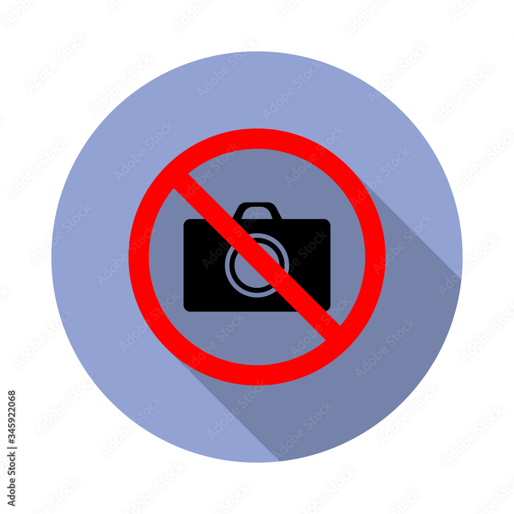 Poster prohibited photograph long shadow icon. simple color vector of ban icons for ui and ux, website or m