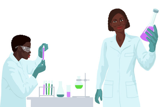 African women scientist in lab. Vaccine research concept.