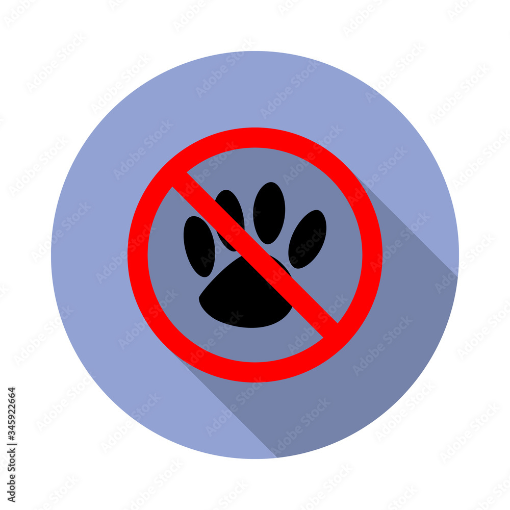 Poster forbidden animals long shadow icon. simple color vector of ban icons for ui and ux, website or mobil