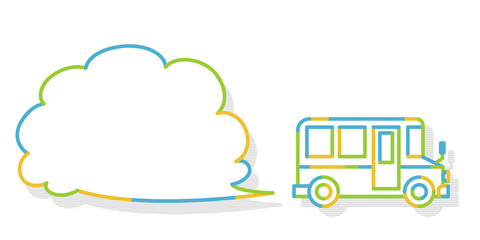 A bus that runs while producing gas. The shape of the gas is speech balloon.
