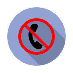 phone not allowed long shadow icon. Simple color vector of ban icons for ui and ux, website or mobile application