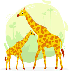 Giraffe. Vector illustration. Zoo art