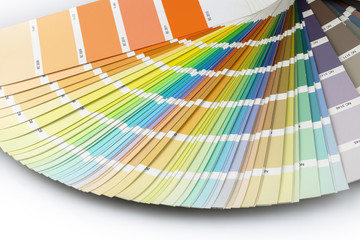 Color swatches book. Rainbow sample colors catalog. Isolated on white background. Color guide for design