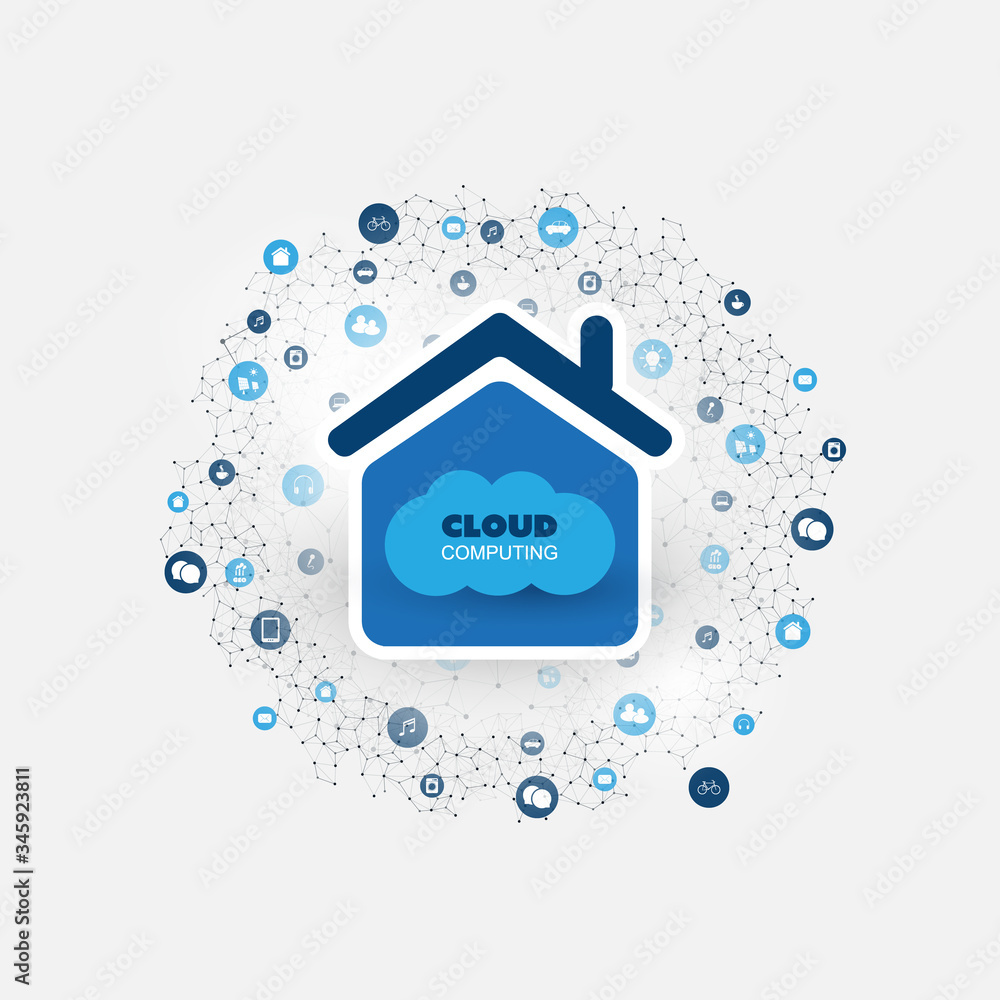 Poster cloud computing technology design concept with icons - digital network connections, internet service