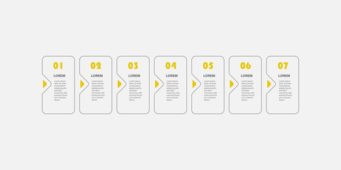 Black and Yellow Modern Style Infographics Design - Set of Minimalist Numbered Geometric Shapes, Row of Labels