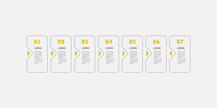 Black and Yellow Modern Style Infographics Design - Set of Minimalist Numbered Geometric Shapes, Row of Labels