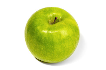green juicy apple isolated on a white background.