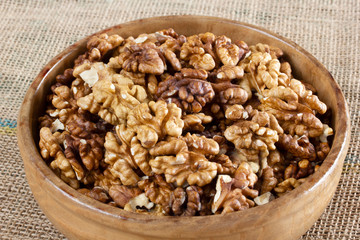 fresh and organic walnuts on plate